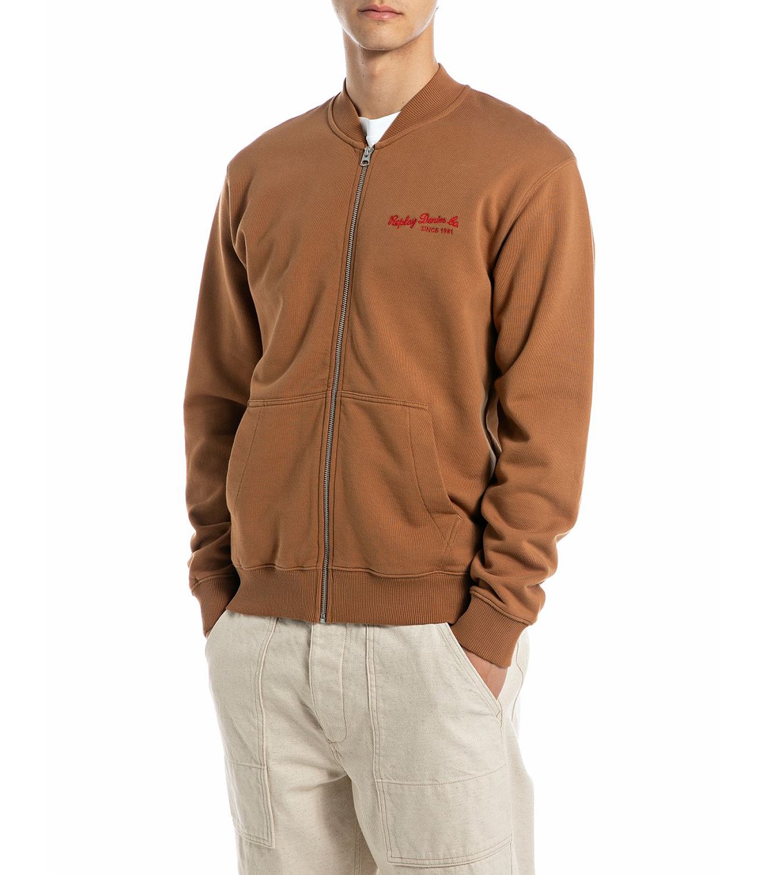 レタリング刺しゅう フルジップスウェットシャツ 詳細画像 ブランデー 1